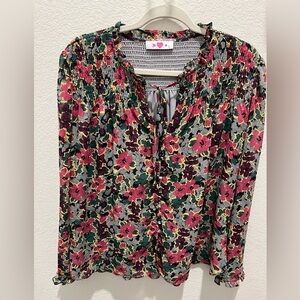 BuddyLove Everly-3 Floral Smocked Blouse Women’s Large